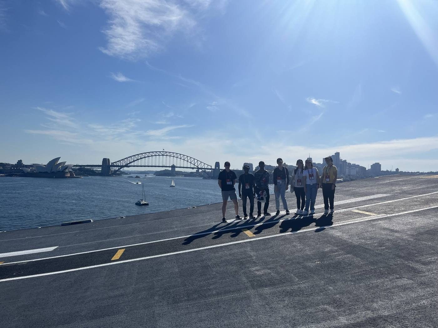 HMAS Canberra — group photo on the ski jump. Left is me (stu