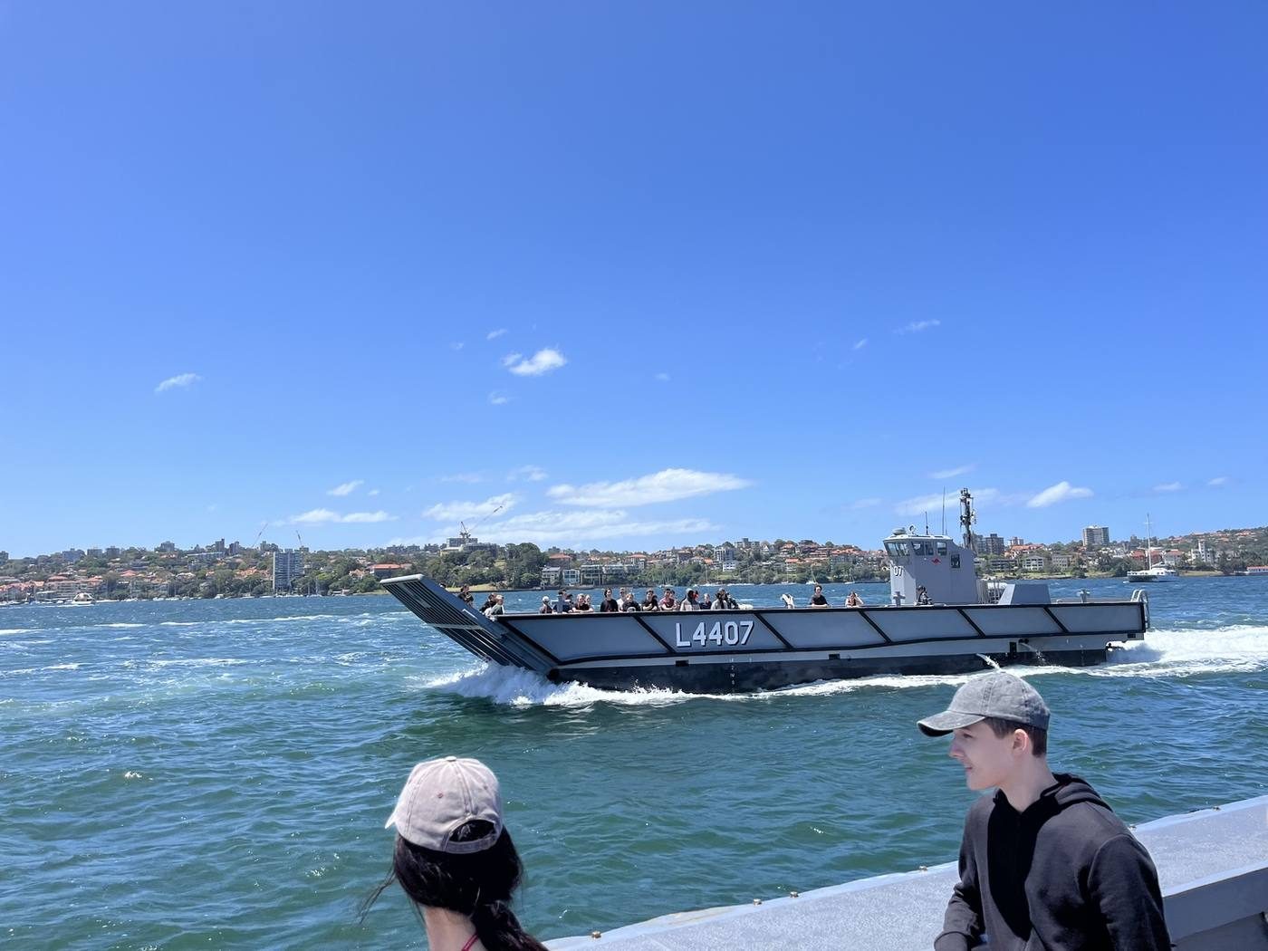 Onboard light landing craft — embarking from HMAS Penguin.