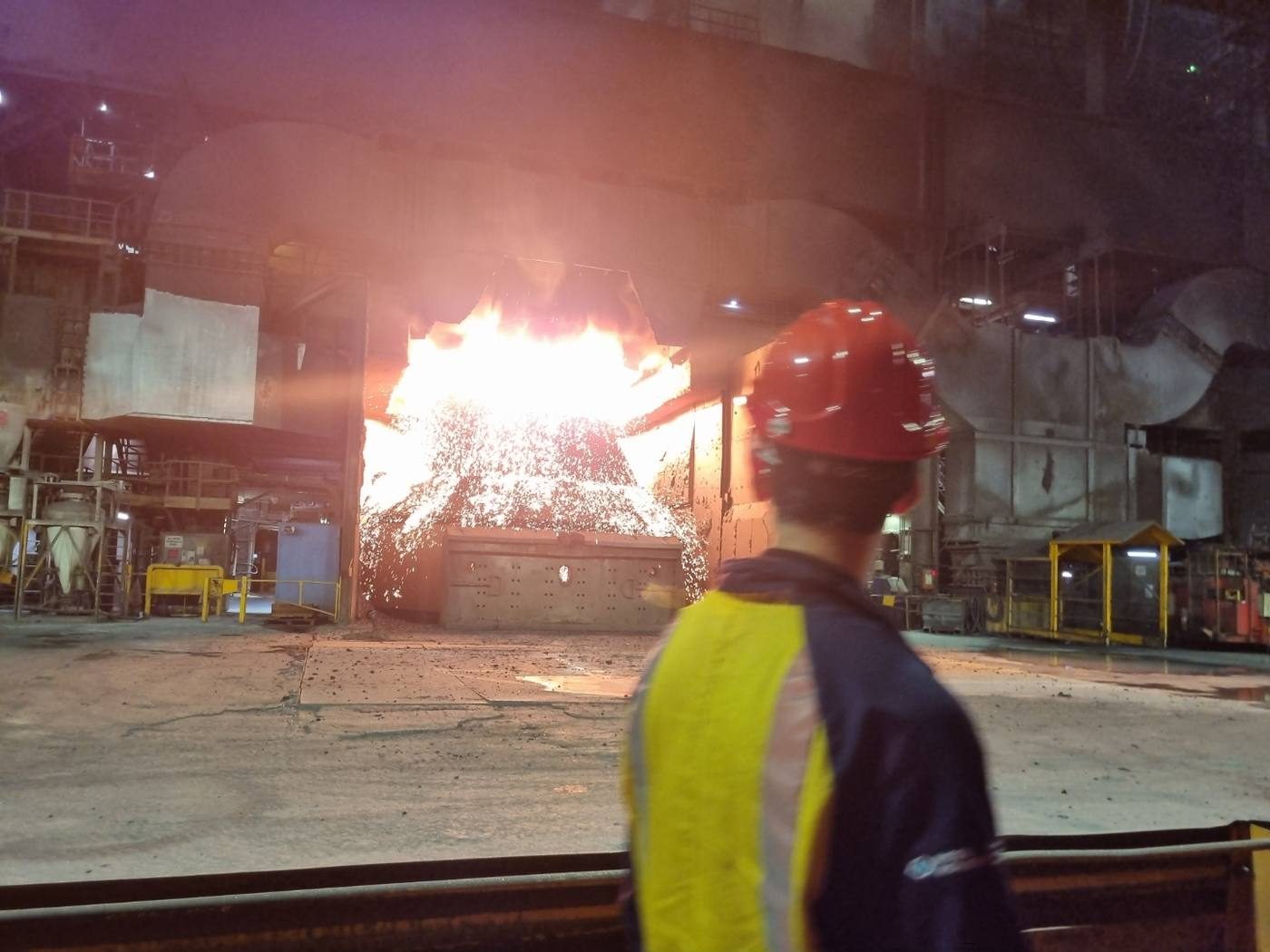 Melting reclaimed steel inside the Port Kembla steelworks — 